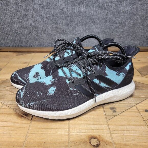 🔥 Adidas Parley x Speedfactory AM4 Black Blue Spirit Mens Shoes FV8177 Size 8.5 - Picture 2 of 11